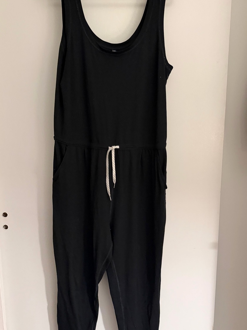 Vuori Black Sleeveless Drawstring Jumpsuit